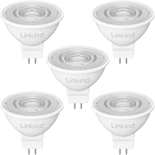 Linkind Ampoule LED 12 V GU5.3 3,4 W = 35 W, Blanc Neutre 4000K, 360 lm Ampoule LED MR16 Basse Tension avec Angle de Faisceau Étroit de 36°, non Dimmable, Lot de 5 [Classe énergétique A]
