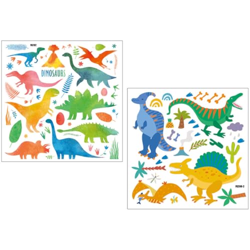 OSOLADY Calcomanías de Pared Infantiles de Dinosaurios en Pvc, 2 Hojas Reflectantes sin Marcas para Decoración Creativa de Dormitorio y Estudio