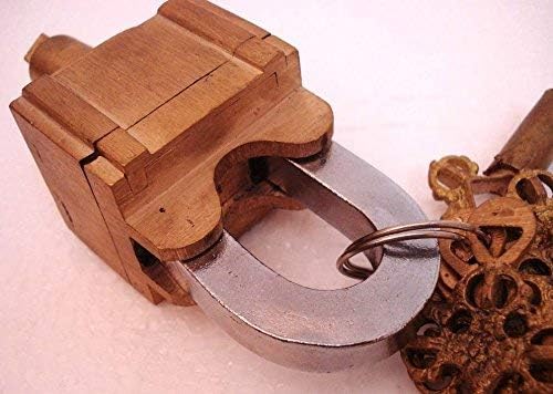 Robin Exports Brass 6 Key Square Trick Puzzle Padlock - (3 Keys x 2)