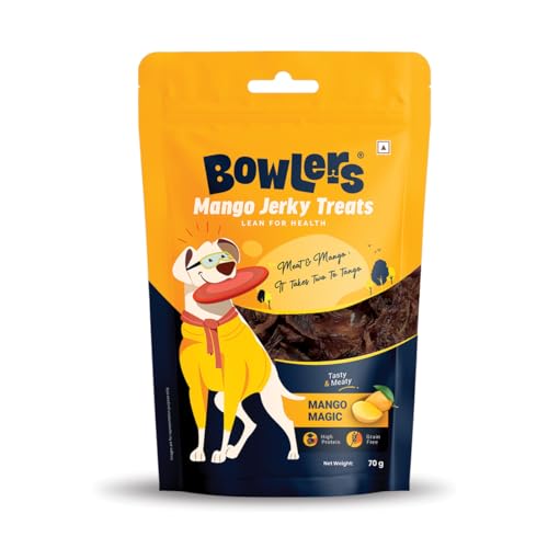 Image of Bowlers Dog Treats Mango Meat Jerky| 70g High on Protien |Low in Fat | Grain Free | Handmade Treats