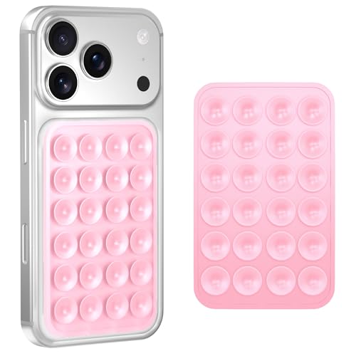 Image of Sounce Suction Phone Case, Phone Suction Sticker, for Hands-Free Mobile Accessory Holder Grip, Video Phone Accessory Compatible Mirror, Shower (Pink)
