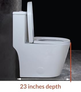 WinZo WZ5089WB Small Toilet One Piece Deisgn With Black Push Button Dual Flush,23 inch Length for Tiny Bathroom,White
