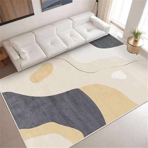 Tapis de salon gris 50x80cm moderne et rectangulaire en vinyle résistant