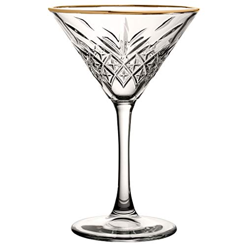 Ginsanity Timeless Roaring 20's Gold Rimmed Vintage Martini Cocktail Glass - 230ml