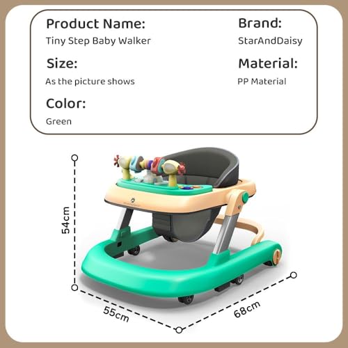 Image of StarAndDaisy Baby Walkers for 6-24 Month Baby Boy Girl /Walker for Kids for 1 Years with Adjustable Height, Musical Tray /Walker for Baby /Kids with Brakes Prevant from Falling (Tiny-Peach-Green)