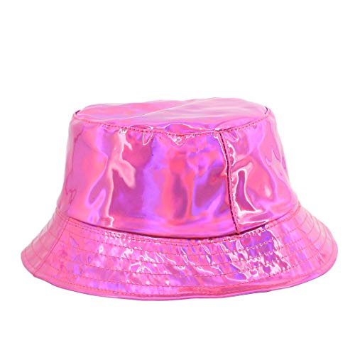 Surkat Unisex Fashion Hologram Climbing Bucket Hat Waterproof Fisherman Cap Travel Sunhat(Rose Red) #TOP2