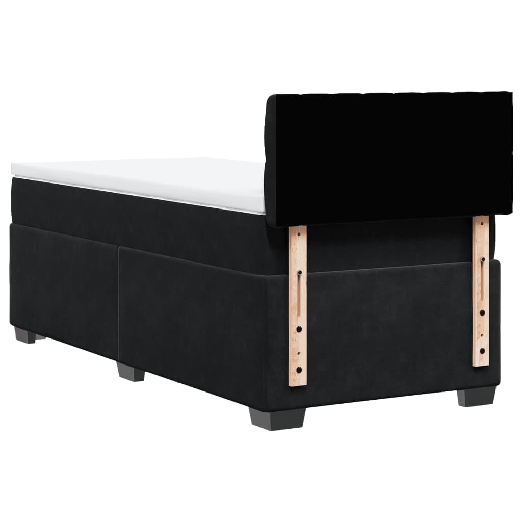 Cadre de lit avec Matelas Bleu 80 x 200 cm Tissu Ensemble Moderne Complet sommier Inclus lit étroit Chambre Adulte Design Contemporain Bois ingénierie Respirable Blanc