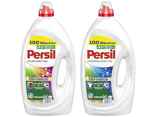 PERSIL Kraft-Gel-Set 2x 100 Waschladungen (200WL) 1x Color & 1x Universal, Flüssigwaschmittel mit Tiefenrein Technologie, für reine Wäsche und hygienische Frische für die Maschine