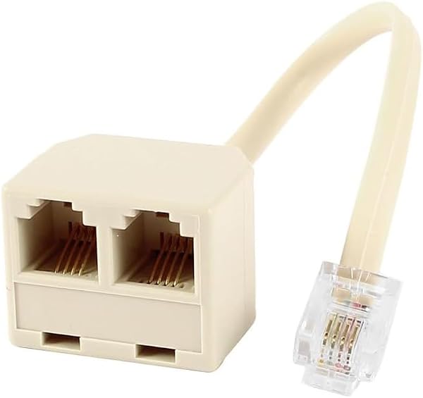 YFFSFDC 電話分配器 電話アダプター 電話分配延長ケーブル 分岐アダプター 延長ケーブル 電話回線 接続箱 モジュラーケーブル 2分岐プラグ RJ11オス 自宅 オフィス ファクス機 ホワイト - 1