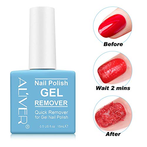 ALIVER Gel Nail Polish Remover Professional for Nails with Cuticle Pusher Tool Remove Gel Polish Don't Hurt Nails in 2-4 Minutes, No Need for Foil, Soaking or Wrapping, Safe and Quick DIY 15ml - Image 7