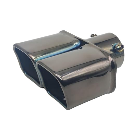 Terminale Scarico Auto,Scarico Auto Terminale di scarico universale a doppia uscita, terminale di scarico quadrato for auto, in acciaio inox, ingresso marmitta 60 mm 75 mm(Innet 60mm C)
