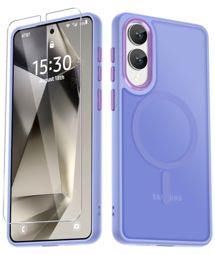 Image of for Samsung Galaxy S25 Edge Case, Matte Magnetic Phone Case with 1 Screen Protector, Support for Magsafe, Translucent Frosted Shockproof Protective Cover for Samsung Galaxy S25 Edge, Lavender Purple