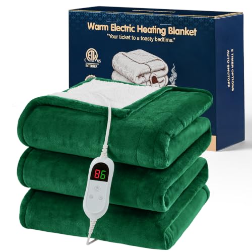 WEOPEN Heated Electric Blanket Twin, Soft Heating Blanket, 62" x 84", Moss