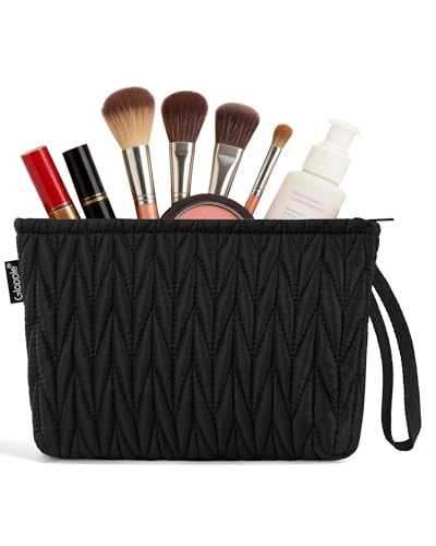 Image of Gloppie Makeup Bag for Purse Small Puffy Cosmetic Bag Wristlet Pouch Black