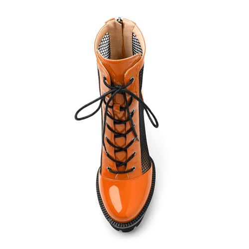 Womens Ankle Boots, Platform Chunky Heel Ankle Booties for Women, Sexy Mesh Sandal Booties with Back Zipper 4.53