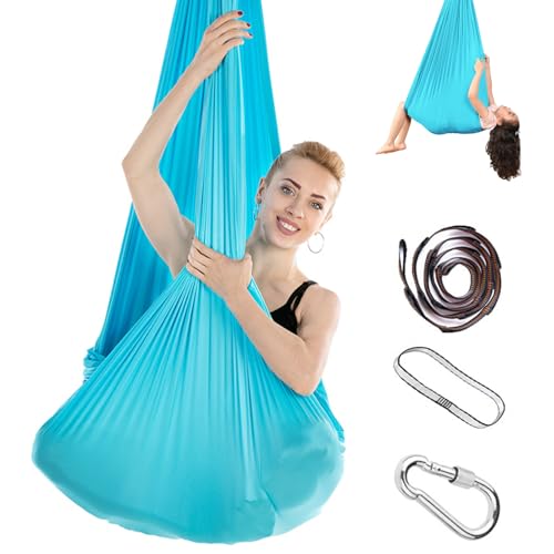 Sensory Swing for Kids Indoor, 280x100cm Hanging Swing with 360° Swivel Hanger Kit, Adjustable Swings for Aerial Yoga Autism, Asperger (Blue) - Thumbnail 4