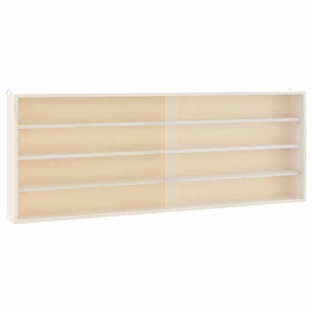 Wandregal Sammlervitrine aus Holz mit 4 Fächern und Schiebetüren 100x37x8,5 cm Schwebendes Regal zur Wandmontage für Wohnzimmer Schlafzimmer und Flur