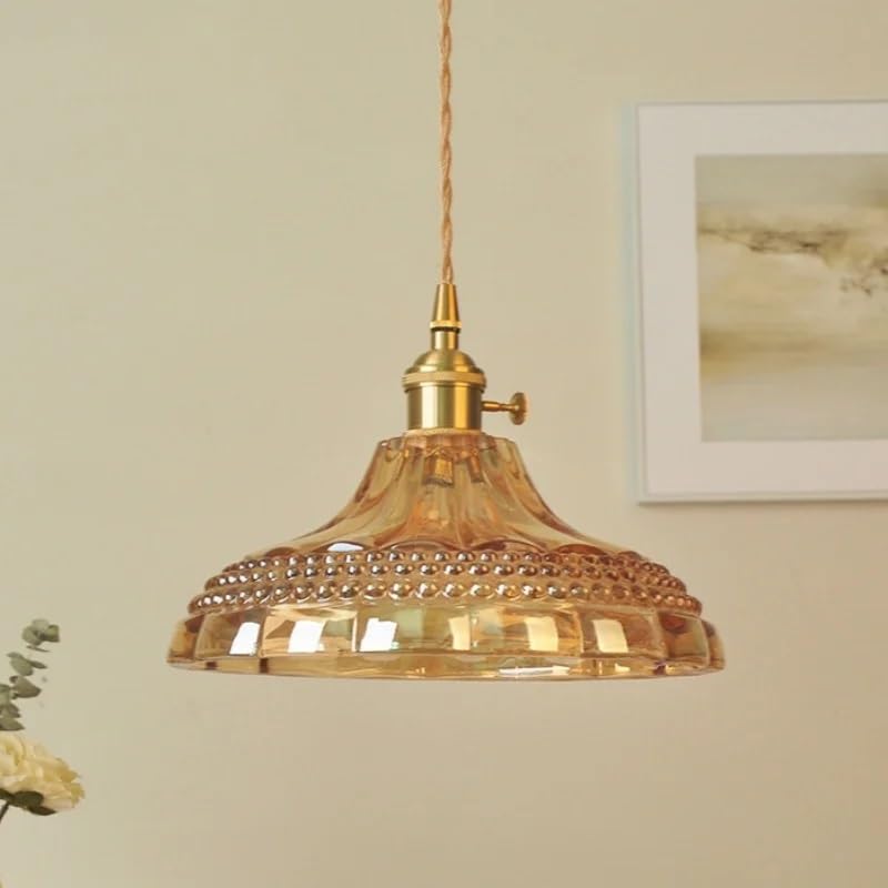 Lampe suspendue LED orange en verre pour déco de salle à manger et cuisine moderne