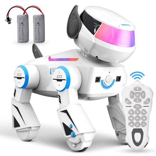 Remote Control Robot Dog Toys for Kids - Interactive Programmable RC Puppy with LED Eyes, Music & Dance, Touch & Bluetooth Speaker,USB Rechargeable Robotic Dog, Gifts for Boys & Girls Ages 3-12