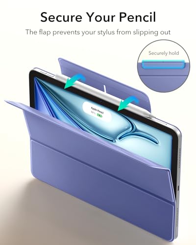 Image of ESR for iPad Air 11 Inch Case M4 /M3 /M2 (2026 /2025 /2024), iPad Air 5th /4th Gen (2022 /2020), Powerful Magnetic Attachment, Slim Trifold Stand Case, Auto Wake /Sleep, Durable Protection, Lavender