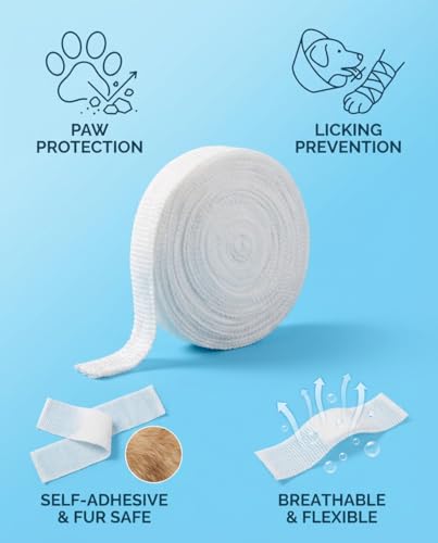 Image of Tubular Stretch Net Bandage for Dogs, Cats & Horses | Elastic Pet Wound Dressing Retainer Mesh | No Tape Needed Breathable Vet Wrap Support |Size 4, 2.7cm x 25m Roll | White (Pack of 1)