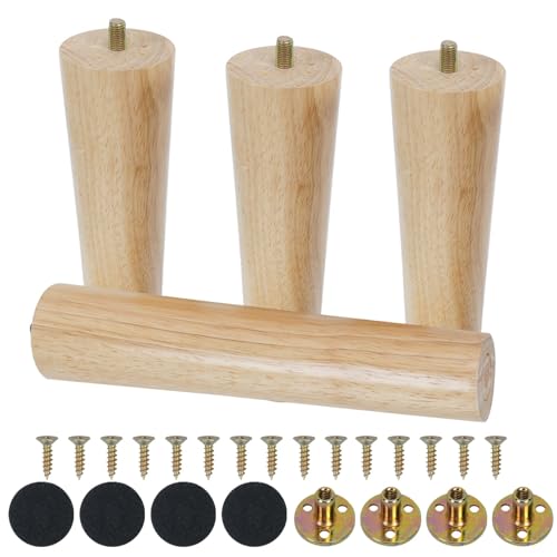 FOGAWA Premium Möbelfüße Holz für Sofas, Tables, Cabinets - 4 Stück Tapered Möbelfüße Holz 20cm - Solid Holzbeine für Möbel - Ideal for Möbel, Tisch, Schrank - Premium Quality Möbelbeine