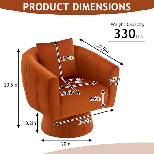 Sillón giratorio terciopelo suave naranja miniatura 2