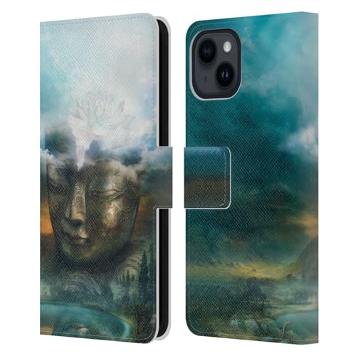 Funda de cuero tipo libro iPhone 15 carcasa Duirwaigh Buda Dios protectora
