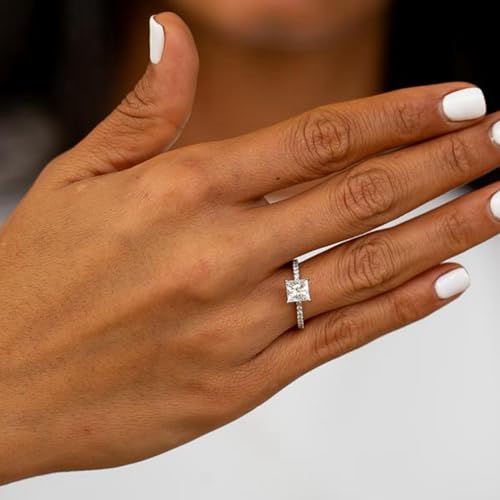 Princess Cut IGI Certified Lab Grown Diamond Engagement Rings for Women 1CT-2CT Center Lab Created Diamond Engagement Ring 10K 14K 18K Gold (D-F Color VS1-VS2 Clarity)2