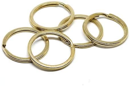 Set of 5, Brass, Flat Pressed Double Ring Diameter 1.2 inches 30 mm, Gold, Double Ring Part Brass Custom Parts, Key Chain, Keyring, Double Ring, Leathercraft, Brass
