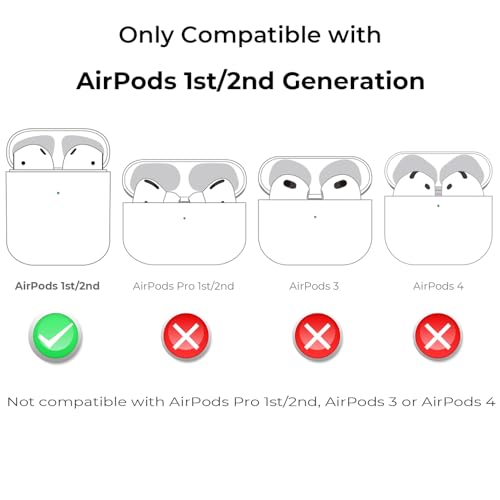 Mouzor for Airpods Case, Cute Airpods 2 Case, Black Whisker Cat Kitty Kawaii 3D Cartoon Animal Shockproof Soft Silicone Charging Cases Cover with Carabiner and Cleaner Kit for Kids Girls Women