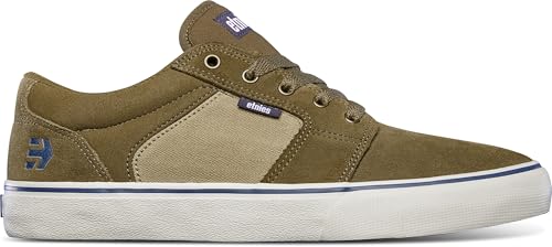 Image of Etnies Barge LS - Classic Skate Look, Slim Vulcanized Silhoutte, Hefty Armored Collar, Reinforced Vulc - Brown /Tan /Blue - 8
