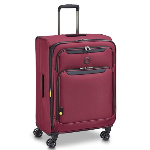 Image of DELSEY PARIS Sky Max 3.0 Checked Suitcase 24 Inch, Lightweight Softside Expandable Luggage, Spinner Wheels, Soft Touch Handle, Burgundy
