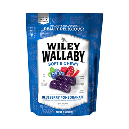 Wiley Wallaby Licorice 10 Ounce Classic Gourmet Soft & Chewy Australian Blueberry Pomegranate Candy Twists, Easter Candy Basket Stuffers, 1 Pack #TOP2