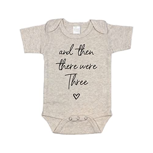 Image of Then There Were Three Pregnancy Announcement Infant Bodysuit for Grandparents, Family and Friends (0-3 months, Natural)