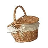 Tapa doble: la canasta de picnic de mimbre le permite poner o sacar su comida, frutas u otros artículos más convenientemente.