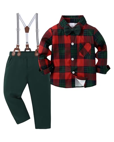 nilikastta Toddler Boy Outfit Boy Suit Boy Dress Shirt with Bowtie/Suspender Pants Gentleman Wedding Outfits 1-10 Years