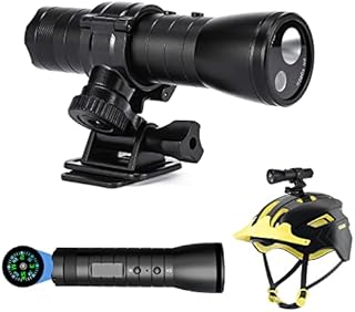 Hold Young Motorcycle Helmet Camera 360 View HD 1080P Sports Action Camera Bike Car Video Recorder 120°Wide Angle IPX6 Waterproof Flashlight 5 Lighting Mode Compass for Outdoor Wilderness