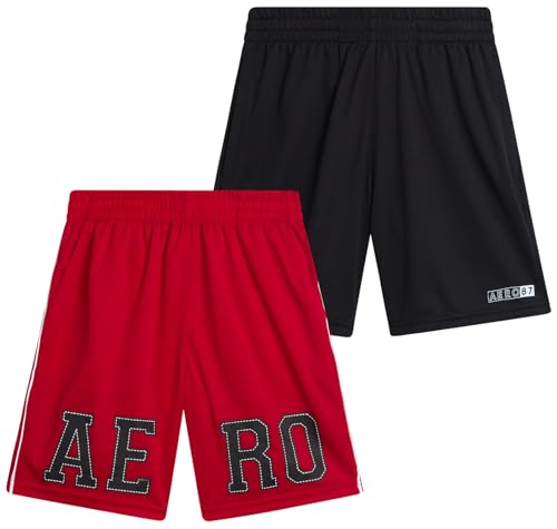 AEROPOSTALE Boys Athletic Shorts - 2 Pack Pull On Mesh Performance Running Basketball Gym Shorts for Boys (Sizes: 8-16)