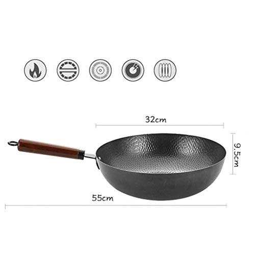 Wok de hierro fundido con mango de madera y tapa miniatura 3