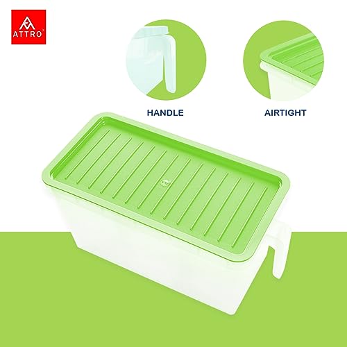 Image of Attro Plastic Air Tight Food And Storage Container 3 Detachable Small Storage Boxes With 1 Lid Used To Store 3 Diffrent Food Items In A 1 Box Bpa Free, Food Grade,Freezer Safe, 5000Ml-Mint Green
