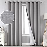 MISS SELECTEX Linen Blackout Curtains 63 Inches Long 100% Absolutely Blackout Thermal Insulated Text