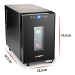 alpina Weinkühlschrank 18L - Weinkühler für 6 Flaschen - Flaschenkühler 230V - Temperatur Regelbar von 11°C bis 18°C - Glastür und Innenbeleuchtung - Geräuscharm bis Geräuschlos - Schwarz – Bild 2