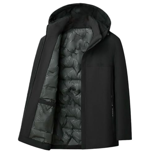 Veste d'hiver homme avec doublure peluche et capuche amovible noire