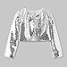 Girls Shiny Sequins Jacket Shrug Cape One Button Cardigan Outwear Kid Flower Dress Cover Up Coat Glitter Crop Tops(Silver,10-11 Years)
