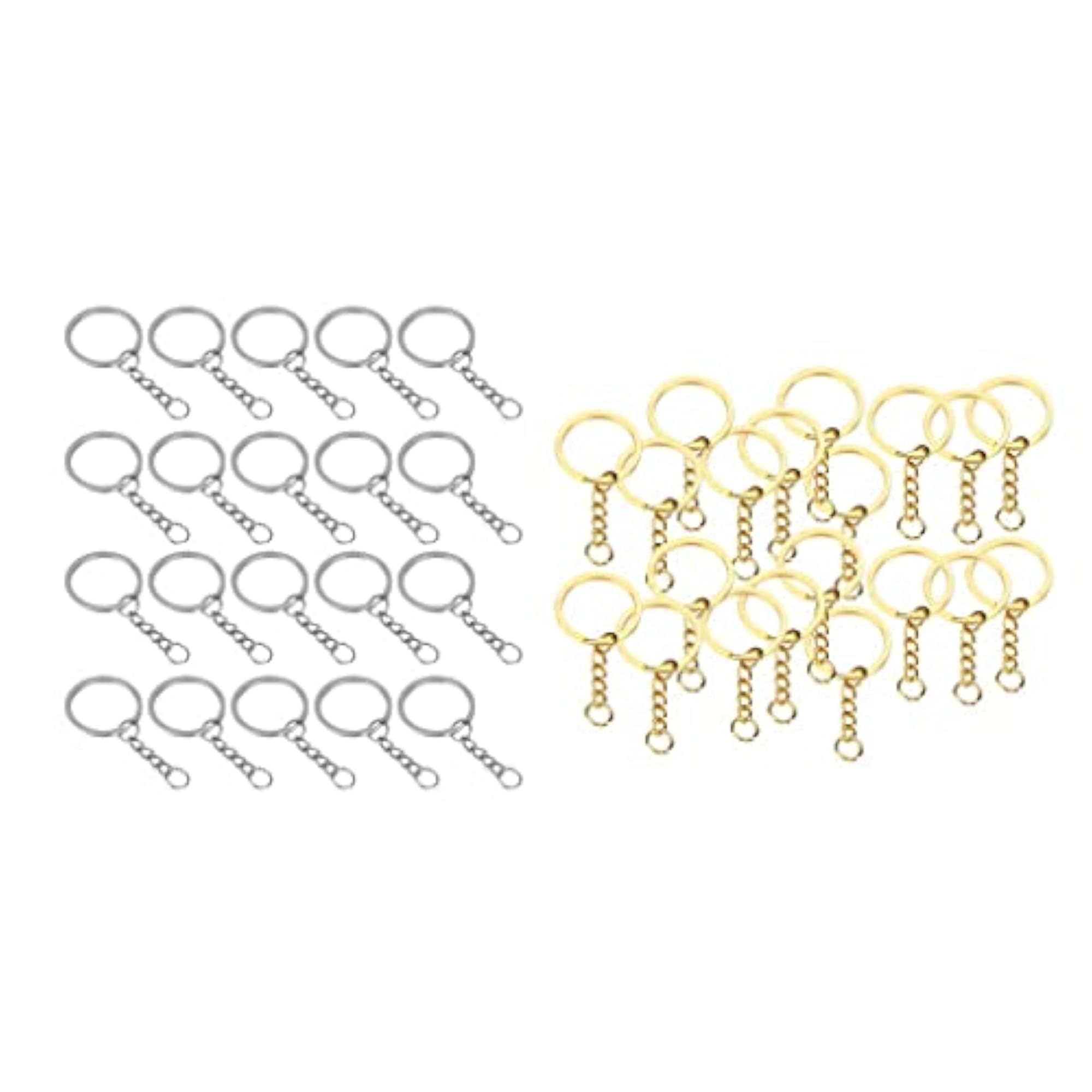 20x Split Key Chain Rings with Chain and Jump Rings