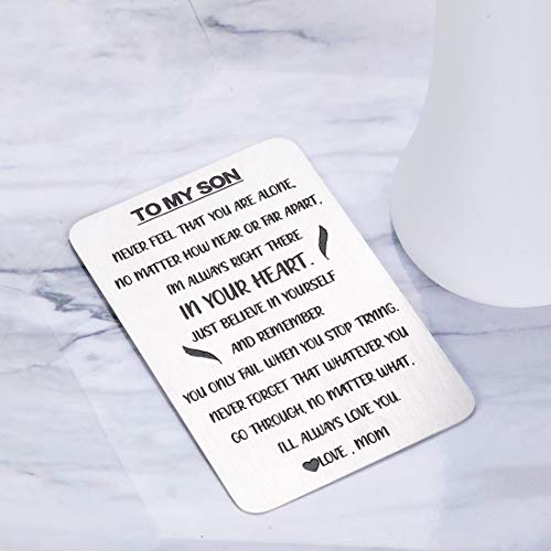 Son Gifts from Mom to My Son I Love You Carteira Inserção Cartão Presente para Ele Homem Nota Inspir