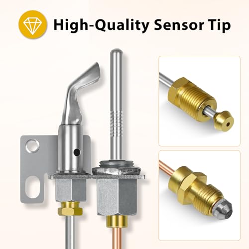 PT-1 Pilot Thermocouple for Gas Fireplace, Gas Furnace, Water Heater, Boiler - Universal Flame Sensor Replacement -Fits Most Major Brands (Rheem, Kenmore, Goodman, etc.) - Durable & Safe
