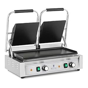 Royal Catering RCPKG-3600-S dubbele contactgrill glad 3.600 W elektrische grill contactgrill elektrische griller