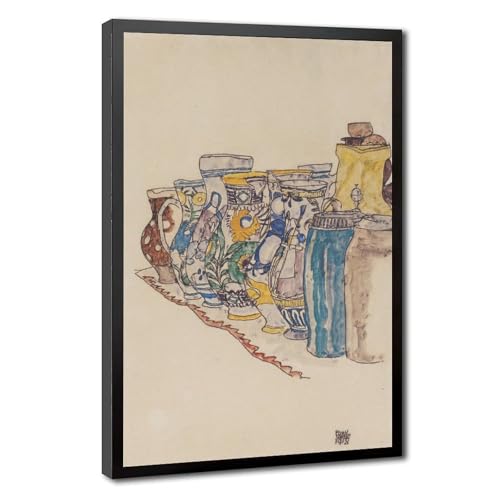 Toile Egon Schiele pichets de paysans avec cadre robuste finition galerie d'art